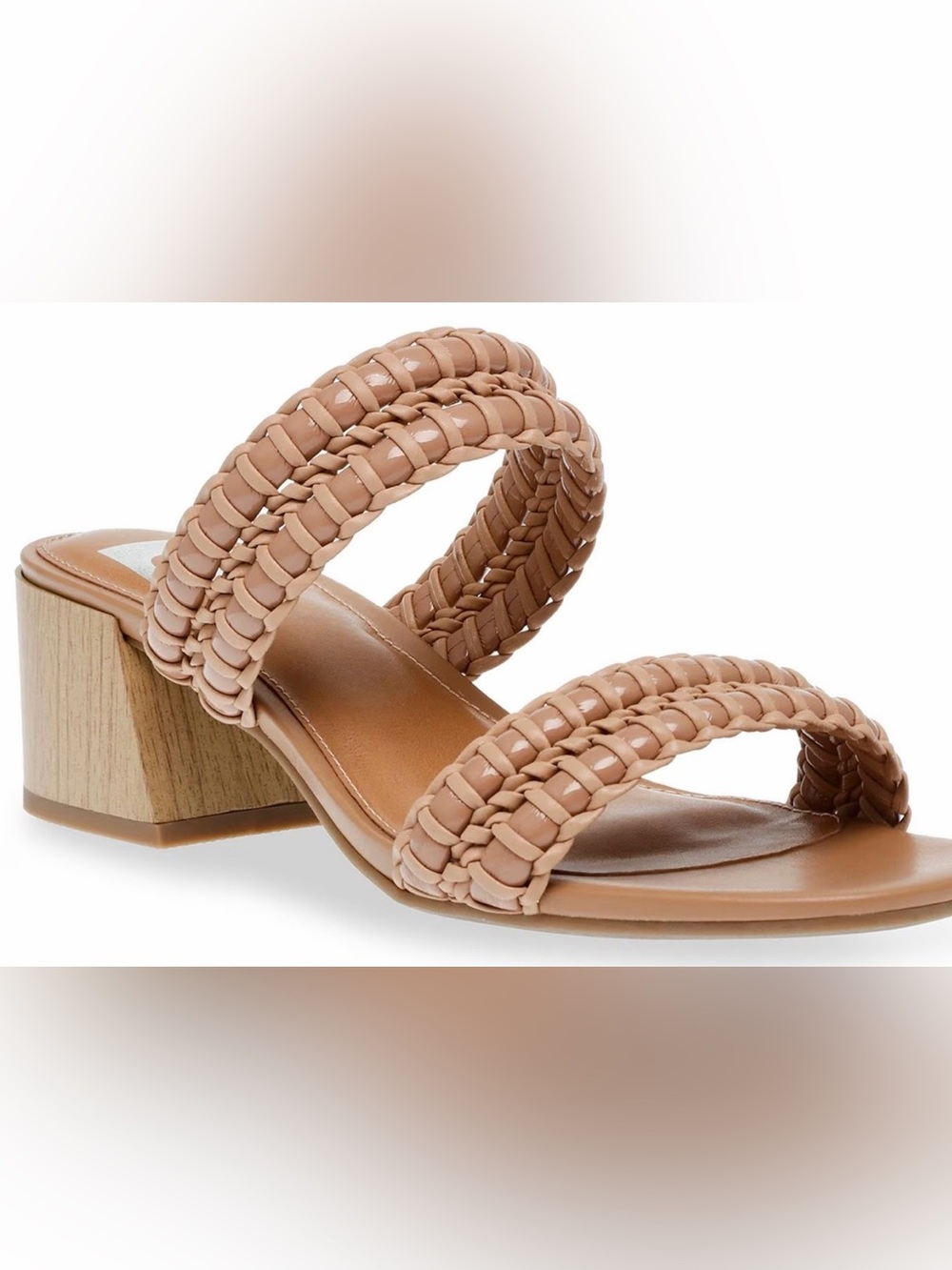 Dolce Vita Braided Double-Strap Block Heel Sandal - Beige